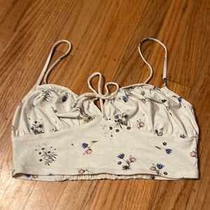 Cream floral crop top